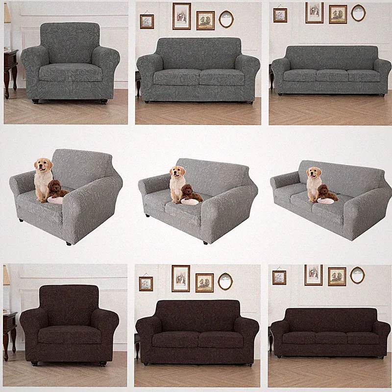 1/2/3 Seat Sofa Cover Knitted Jacquard Stretch Recliner Lounge Cushion Slipcover