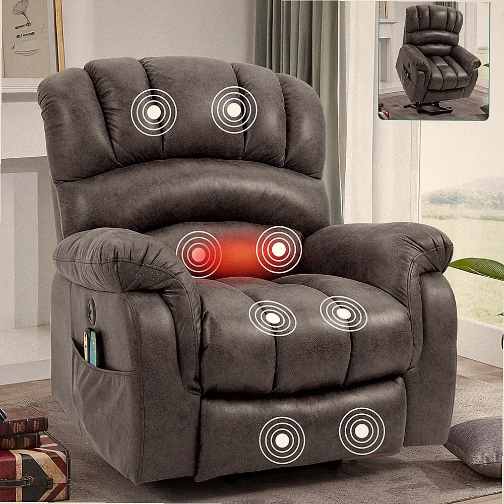 Elderly Large Power Lift Recliner Chair Massage Sofa with 5.1" Extended Footrest