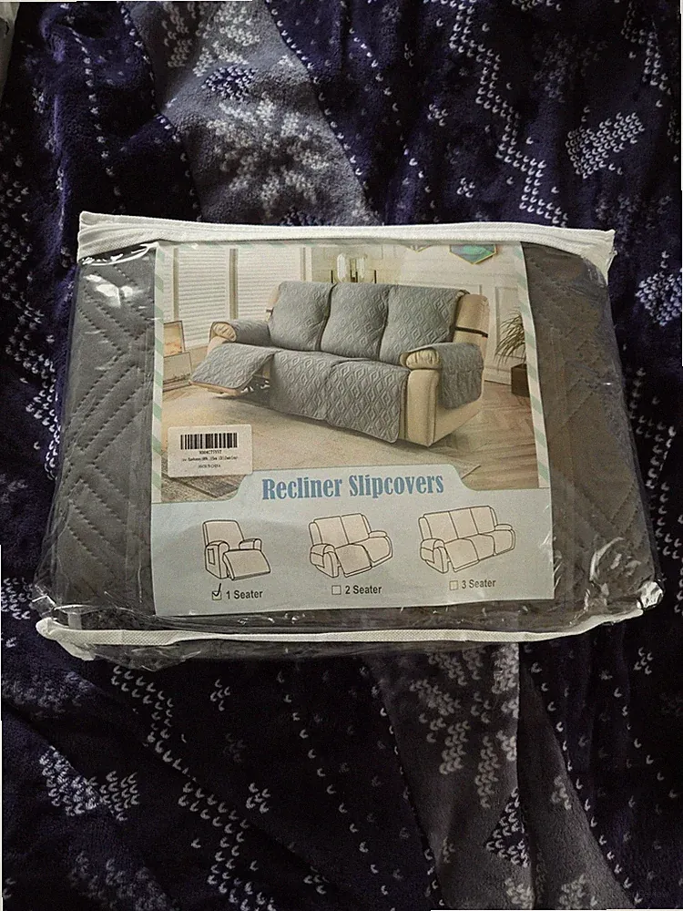 Recliner Slip Covers For 23.6" Seat Width Gray Waterproof/Stain Resistant