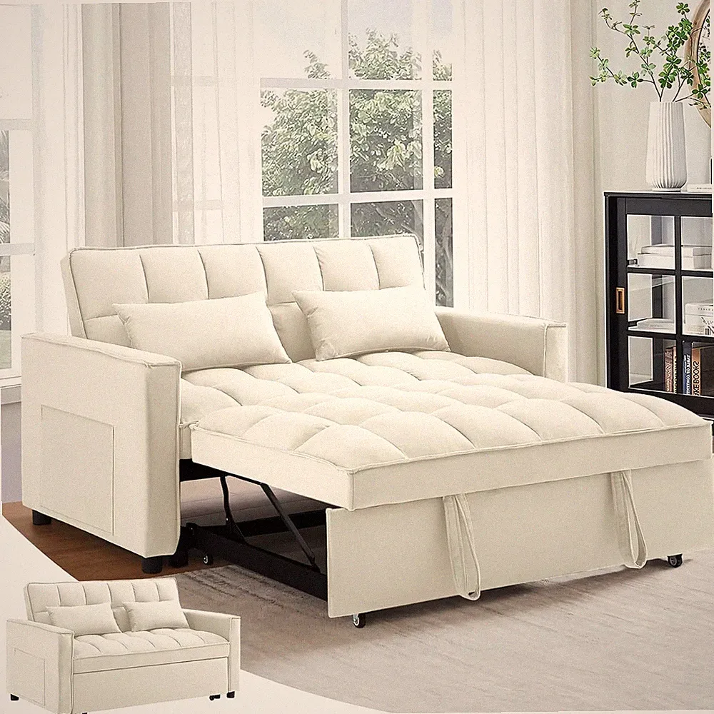Sofa Sleeper Convertible Bed 3 in 1 Pull Out Couch Bed Loveseat Futon Adjustable