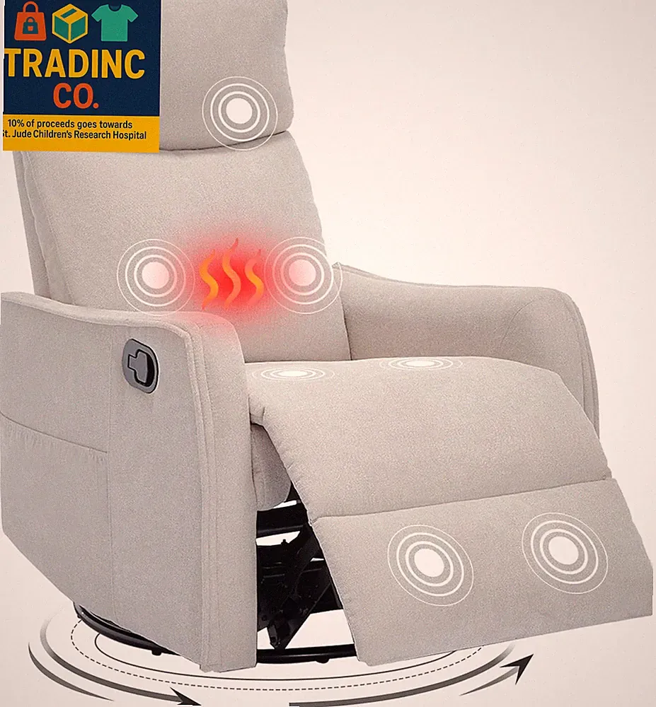 Swivel Rocker Recliner Chair, 360° Swivel Recliner with Heat and Massage, Rocker